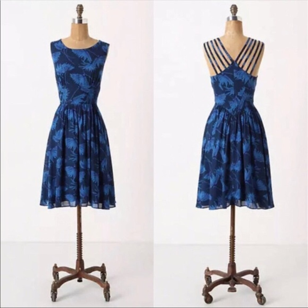 NWOT✨ Anthropologie Maple dress in blue motif
